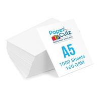 Papercutz A5 White Card Sheets (1000 Sheets) (160 GSM), Smooth Double-Sided Matt Finish Printing Paper, Home & Craft Projects, Durable, Suitable with All Inkjet and Laser Printers