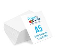Papercutz A5 White Card Sheets Pack of 200 Sheets (160 GSM), Smooth Double-Sided Matt Finish Printing Paper, Home & Craft Projects, Durable, Suitable with All Inkjet and Laser Printer