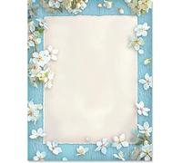 PaperDirect Bursting White Spring Blossoms Flower Invite Special Event Theme Paper Stationery, Border Paper, Letterhead 8.5 x 11, 25 sheets, Elegant Premium Writing Paper, Decorative Printer Paper