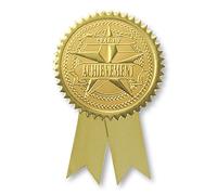 PaperDirect Gold Foil Ribbon Certificate Seals, 2 Inch, Self Adhesive, 100 Count, Embossed Seals for Certificates, Achievement Award Stickers for School, Work, Diploma