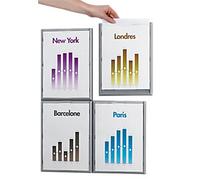 Paperflow A4 Picture Frame Grey Adhesive 4066X4.35 32.2 (W) x 2.3 (D) x 23.7 (H) cm K540665 Pack of 4