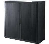 Paperflow Easy Office Tambour Cupboard PS (Polystyrene), Steel 2 Shelves Lockable 1,100 x 415 x 1,040 mm Black