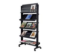 Fast Paper 5 Shelf Mobile Literature Display Narrow Black F259N01