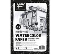 Paperfuel Watercolour Paper Pad, White, 300 g/m², 10 Sheets, DIN A4, Texture, Sketchbook for Watercolour Painting, Hand Lettering, Brush Lettering and Other Paper Crafts