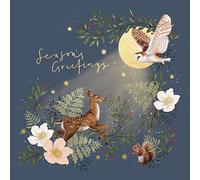 Paperlink 6 Woodland Animals Merry Christmas Cards - Charity Xmas Cards Made in the UK, Grey