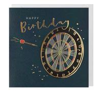 Paperlink Artistic - Happy Birthday Card - Darts Theme - For Him - From the Vanilla Range - Gold Foil Finish