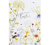 Paperlink Artistic 'Happy Easter' Card - 'Spring Meadow' - Stunning Floral Design with a Foil Finish