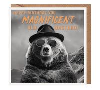 Paperlink Artistic - Humourous Happy Birthday Card - Funny Bear Picture with Rude but Amusing Message - From the Pixel Range