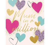 Paperlink Artistic Mothering Sunday 'Happy Mother's Day' Greeting Card - Mum in a Million - From The Reflections Range - Embossed With A Gold Foil Finish