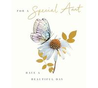 Paperlink Aunt Female Birthday Card for Women - Butterfly and Daisy Design With Gold Foil - Eco-Friendly and Recyclable