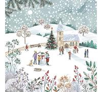 Paperlink Charity Christmas Cards Pack of 6 - Charity Christmas Cards with Snowman and Church Winter Scene - Eco-Friendly Xmas Cards Multipack with Envelopes