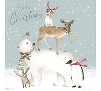 Paperlink Charity Christmas Cards Pack of 6 - Charity Christmas Cards with Winter Animals Design - Eco-Friendly Xmas Cards Multipack with Envelopes