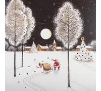 Charity Christmas Cards (PLK0391) Santa's Sleigh - In Aid Of NSPCC & Cancer Research UK - Pack of 6 - Embossed in Gold