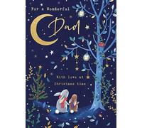 Paperlink Christmas Card Dad Wonderful - Luxury Woodland Animals Traditional Xmas Card, Blue