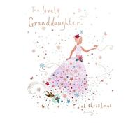 Paperlink Christmas Card for Granddaughter - Pretty Dress, Robin & Snowflakes - Premium Festive Christmas Greeting Card with Envelope