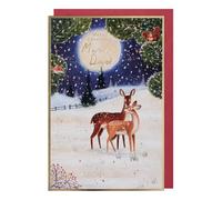 Paperlink Christmas Card for Mum and Dad - Artistic Deer in the Snow Design - Foil Finish - Festive Christmas Greeting Card for a Special Couple