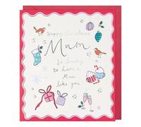 Paperlink Christmas Card for Mum - So Lucky to Have a Mum Like You - Loving Printed Message Inside - Contemporary Festive Design with Red Envelope - 15.5 x 17.9cm