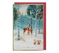 Paperlink Christmas Card for Wife - Artistic Deer in the Snow Design - Foil Finish - Festive Christmas Greeting Card for a Lovely Wife - For Her