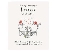 Paperlink Christmas Card Husband True Love - Luxury Traditional Xmas Card Made in UK, Red, Black, Green, 177 x 153mm