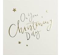 Paperlink Cloud Nine Open Christening Day Card from Stars and Text with a Foil & Embossed Finish