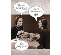 Paperlink Female Birthday Card - Funny Card for Women - Gin Afternoon Tea - Eco-Friendly and Recyclable, 185 x 135mm, Black, White