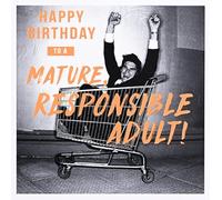 Paperlink Funny Birthday Card for Men - General Humour Male Card - Mature, Responsible Adult - Man In Shopping Trolley - Eco-Friendly & Recyclable - Made in England