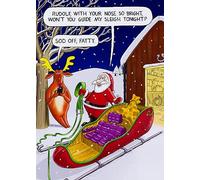 Paperlink Funny Christmas Card for Men/Women - General Humour Male/Female Card - 'Sod Off, Fatty' Rudolph to Santa - Eco-Friendly and Recyclable
