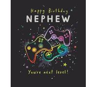 Paperlink Gaming Birthday Card for Nephew, Neon Game Controller Design, You're Next Level! Message