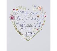 Paperlink General Female Birthday Card for Women - May Your Birthday Be As Special As You - Floral Heart Embossed with Foil - Eco-Friendly & Recyclable, 137 x 160 mm, Pink, Green, Silver, Gold