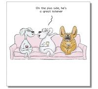 Paperlink General Male/Female Funny Birthday Card - He's a Great Listener Cartoon Sketch - Eco-Friendly & Recyclable - Made in England