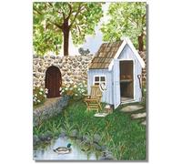 Paperlink General Male/Female Open Birthday Card for Men/Women - Garden Shed & Pond Countryside Scene - Eco-Friendly and Recyclable - Printed in England