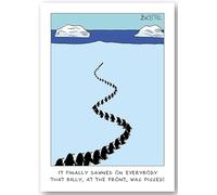 Paperlink Birthday/Blank Funny Card for Men - General Humour Male Card - Drunk Penguin March Cartoon Sketch - Eco-Friendly & Recyclable - Made in England