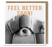 Paperlink - Get Well Soon Greeting Card, Cute Dog Design, Feel Better Soon Message