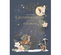Paperlink Granddaughter Christmas Card, Single - Christmas Cards with Forest Animals and Flowers Design and Special Finish - Eco-Friendly Xmas Cards with Envelope