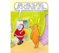 Paperlink Humorous Christmas Card (PLK3084) Wiping Your Nose On The Curtains