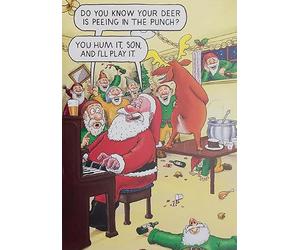 Paperlink Humorous Christmas Greeting Card - Peeing in the Punch! - From The Santa & Co Range - Funny Joke Card - Suitable For Him/Her