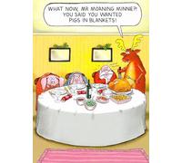 Paperlink Humorous Open Christmas Greeting Card - 'Pigs In Blankets' - From The Santa & Co Range - Funny Joke Card - Suitable For Him / Her