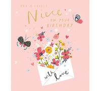 Paperlink Illustrated 'Happy Birthday Niece' Card - Envelope Full Of Flowers - For Her - Golf Foil Finish