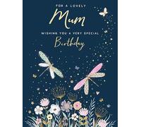 Paperlink 'Lovely Mum' Birthday Card - Dragonflies & Meadow Flowers with Foil Details - Eco-Friendly & Recyclable - Made in England