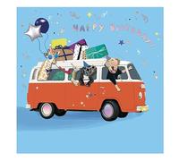 Paperlink Male Birthday Card - General Funny Card for Men/Boys - Campervan Party Animals - Eco-Friendly and Recyclable, 155 x 155 mm