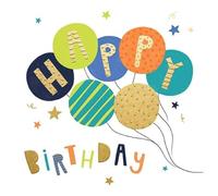 Paperlink Male/Female Birthday Card - General Card for Men/Women - Colourful Balloons and Stars Foil Finish - Eco-Friendly and Recyclable