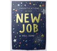 Paperlink Male/Female New Job Congratulations Card for Men/Women - Confetti & Stars Embossed with Foil - Eco-Friendly & Recyclable - Made in England
