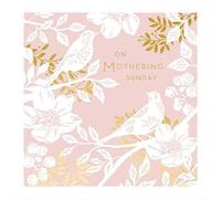 Paperlink Mothering Sunday Card Birds on Branches - Gold Foil Luxury Greeting Card,Pink