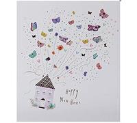 Paperlink New Home Greetings Card - Artistic House with Floating Butterflies - Foil Finish - For Her