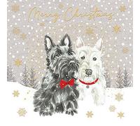 Paperlink NSPCC and Cancer Research Charity Christmas Cards - Snowy Scottie Dogs - Eco-Friendly - Pack of 6 Cards