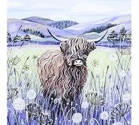 Paperlink Open Artistic Blank/Birthday Greeting Card - 'Highland Cow' - From The Skylark Range - Suitable For Birthdays - For Him/Her