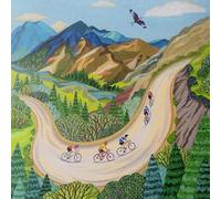 Paperlink Open Artistic Blank Greeting Card - Cycling - Stunning Mountain Illustration - From The Skylark Range - Suitable For Birthdays For Him/Her