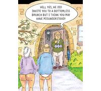 Paperlink Open Artistic Blank Humorous Greeting Card - Bottomless Brunch - Couple Without Trousers - From The Wrinklies Range - Suitable For Birthdays For Him/Her