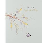 Paperlink Open Artistic 'With Sympathy' Greeting Card - Stunning Bird in Flight Illustration With Gold Foil Detail - From The Reflections Range