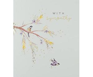 Paperlink Open Artistic 'With Sympathy' Greeting Card - Stunning Bird in Flight Illustration With Gold Foil Detail - From The Reflections Range
